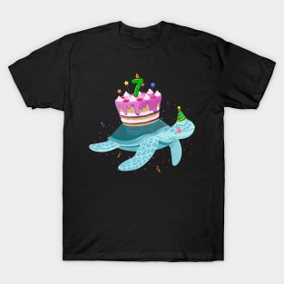 Turtle 7th Birthday 7 Years Old Turtles Reptiles Testudines T-Shirt